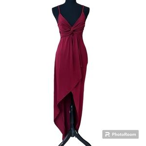 FASHION NOVA High Low Burgundy Dress US Size S